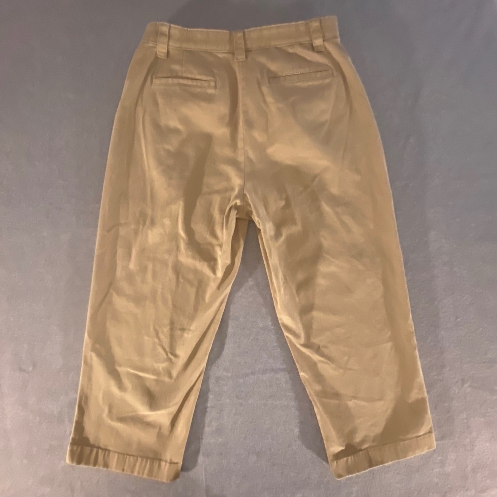 LL Bean Classic Fit Tan Khaki Crop Pants Womens 12 Reg Stretch Cotton